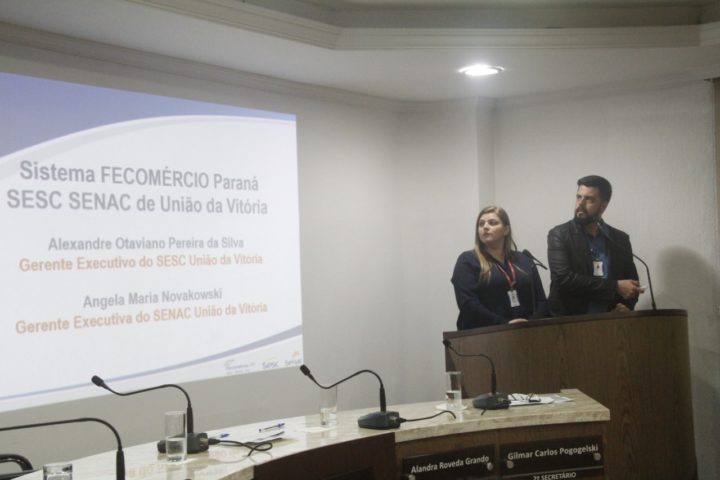 Gerentes executivos das unidades, Ângela Maria (Senac) e Alexandre Otaviano (Sesc)