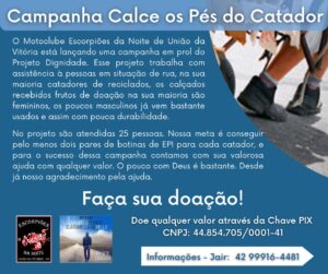 Moto Clube Escorpiões da Noite lança campanha 'Calce os Pés do Catador'