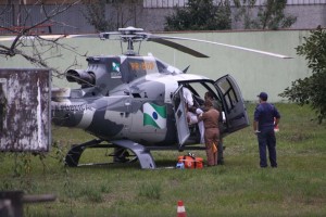 Paciente de União da Vitória é transferido de helicóptero para UTI na cidade de Curitiba