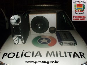 Polícia de Porto União apreende som veicular perturbador