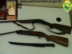 PM de Bituruna prende homem por violência doméstica e encontra armas