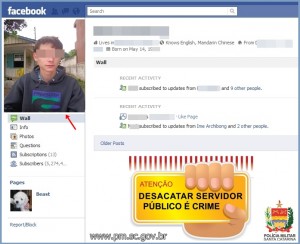 Perfil do jovem foi localizado pela Polícia logo após as denúncias (Reprodução Polícia Militar de Porto União)