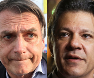 Bolsonaro e Haddad lideram as pesquisas de intenção de votos e de rejeição pelos eleitores