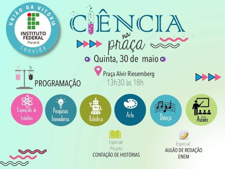 Aula de redação para o Enem, zumba e contação de histórias são algumas das atividades marcadas para o evento (Foto: Assessoria IFPR - Campus União da Vitória).