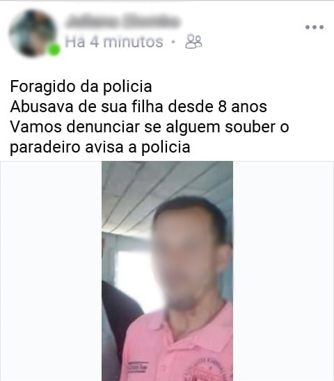 Uma das postagens que está circulando nas redes sociais. Face não divulgada, pois a identidade ainda não foi confirmada pelas autoridades (Foto: Reprodução/Facebook).