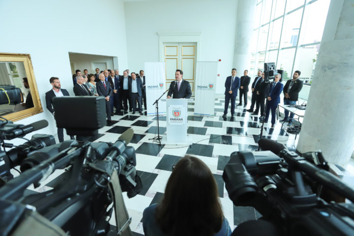 Governador Carlos Massa Ratinho Junior durante coletiva de imprensa - Curitiba, 03/07/2019 - Foto: Rodrigo Félix Leal/ANPr