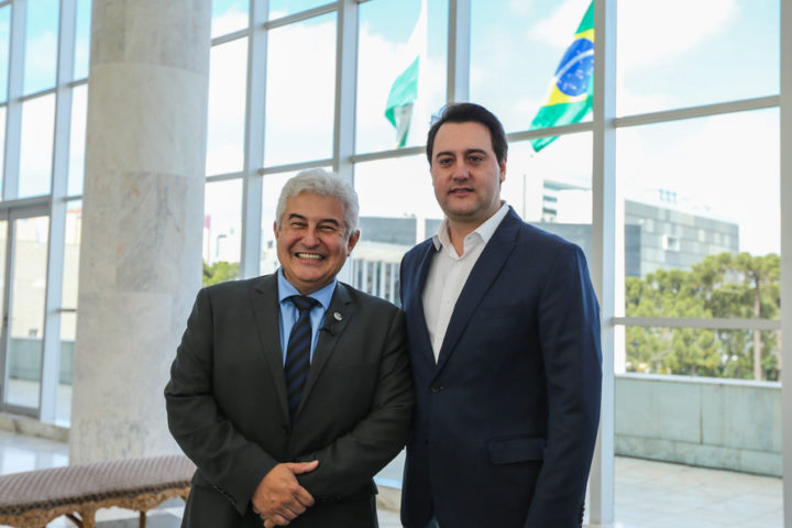 O governador Carlos Massa Ratinho Junior recebe nesta sexta-feira (23), o  ministro da Ciência e Tecnologia, Inovação e Comunicação, Marcos Pontes, no Palácio Iguaçu em Curitiba. (Foto: Geraldo Bubniak/AEN).