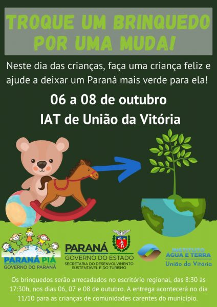 arte convidando população para arrecadação de brinquedos do iat