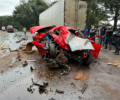 Duas pessoas morrem e uma fica ferida em grave acidente entre carro e caminhÃµes na BR-277