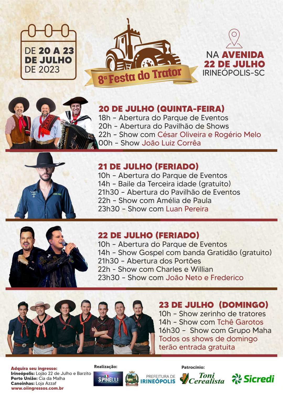 Festa do Trator acontece neste final de semana em Irineópolis