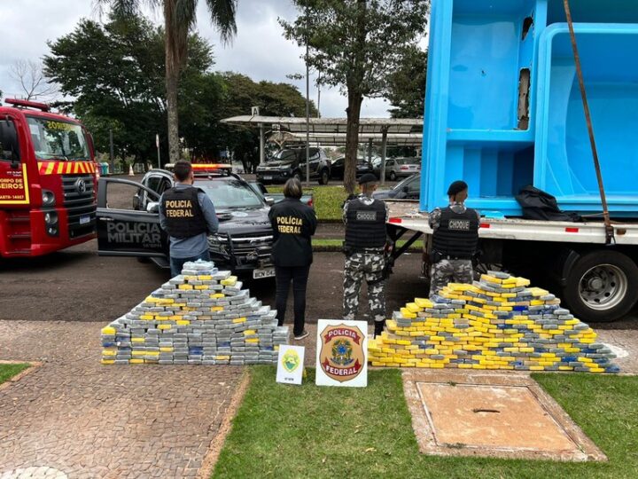 PF e PM/PR apreendem 470kg de cocaína em fundo falso de piscinas de fibra em Medianeira/PR