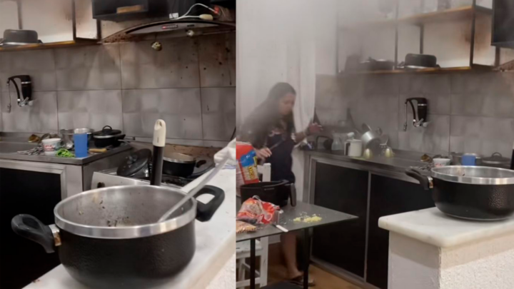 Menina grava momento em que panela de pressão explode