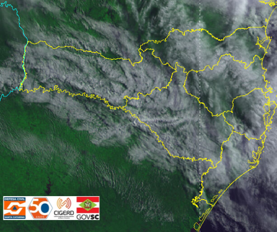 Imagem do satélite GOES 16, canal visível, às 9h10 horário local