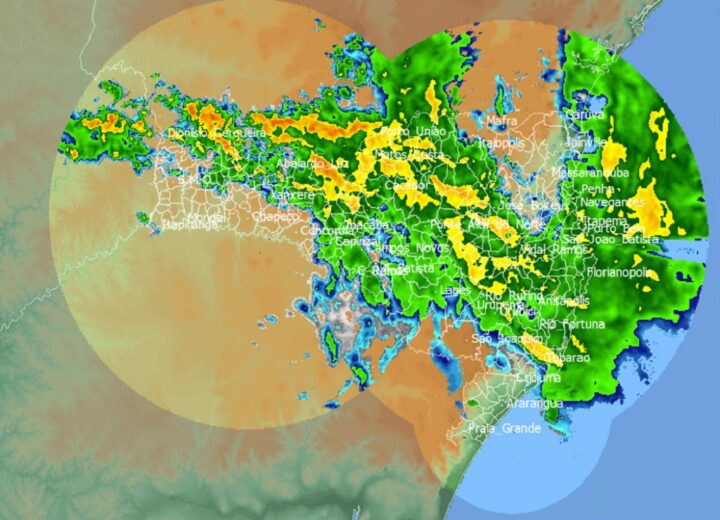 Mosaico dos radares meteorológicos de Santa Catarina - atualizado às 12h