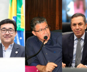 Jairo Tamura (PL), Dr. LeÃ´nidas (CDN) e Wilmar Reichembach (PSD) | Foto: DivulgaÃ§Ã£o/Alep