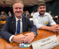 Deputado Luis Corti (PSB) e o presidente da Fetaep, Alexandre Leal | Foto: DivulgaÃ§Ã£o/Assessoria Parlamentar