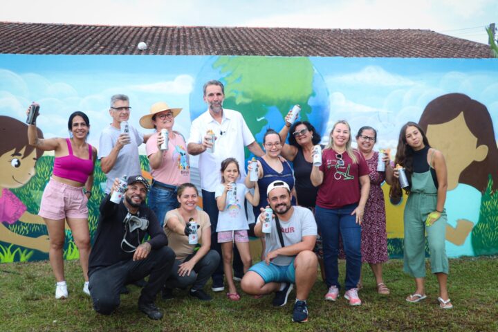 Oficinas de grafite integram as ações realizadas pelos Núcleos de Cooperação Socioambiental no território, conduzidas pela Itaipu Binacional e Itaipu Parquetec | Foto: Vídeo Up/Itaipu Parquetec