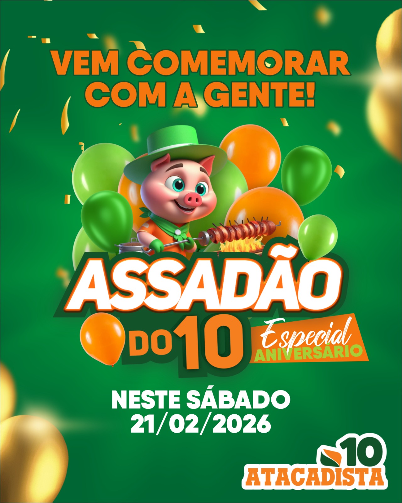 10 Atacadista promove mais uma edição do Assadão do 10; saiba mais